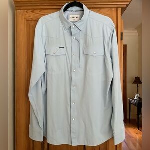 Poncho Men's Sky Blue Casual Snap Front Shirt